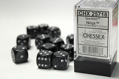 DICE SET D6 16mm SPECKLED NINJA