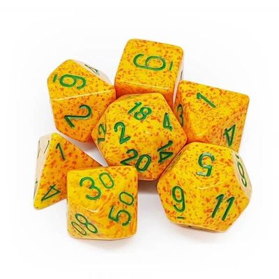 chx DICE SET 7 SPECKLED LOTUS