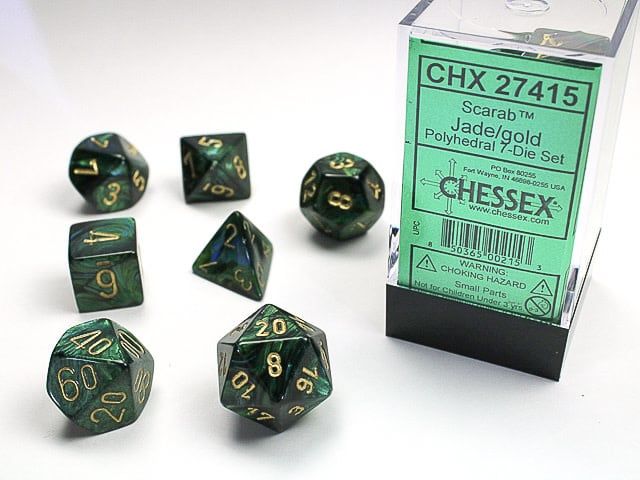 chx DICE SET 7 SCARAB JADE