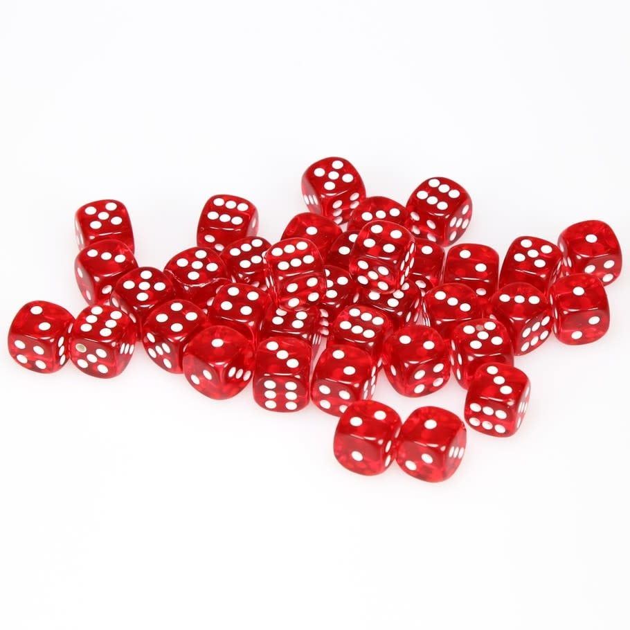 DICE SET 12mm TRANSLUCENT RED