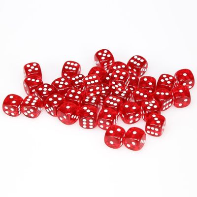 DICE SET D6 12mm TRANSLUCENT RED