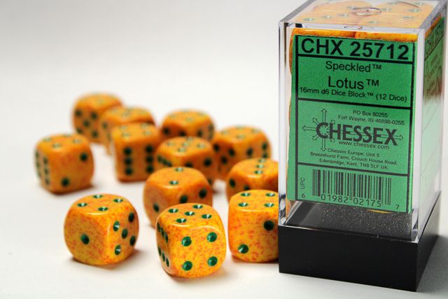 DICE SET D6 16mm SPECKLED LOTUS
