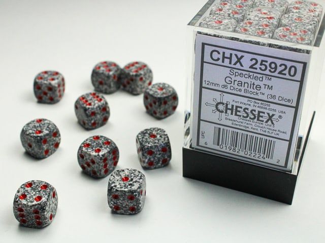 DICE SET D6 12mm SPECKLED GRANITE