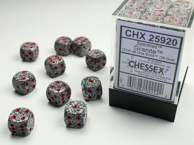 DICE SET D6 12mm SPECKLED GRANITE