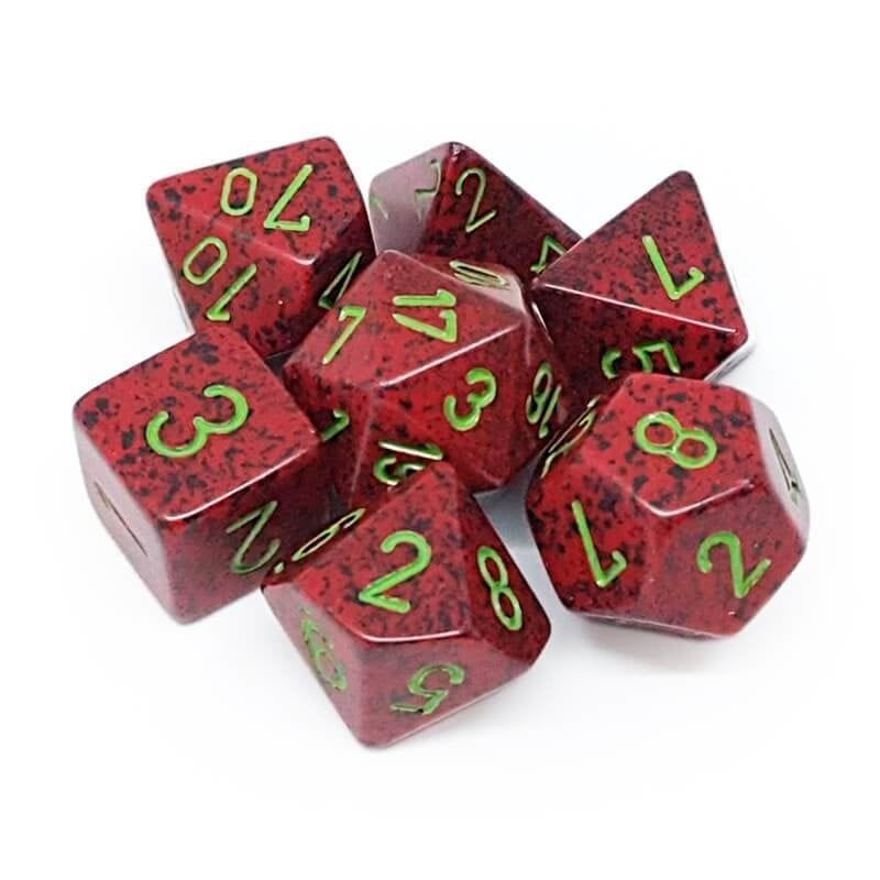 chx DICE SET 7 SPECKLED STRAWBERRY