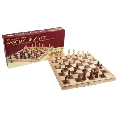 CHESS SET 3&quot; DELUXE WOOD on 15&quot; BOARD