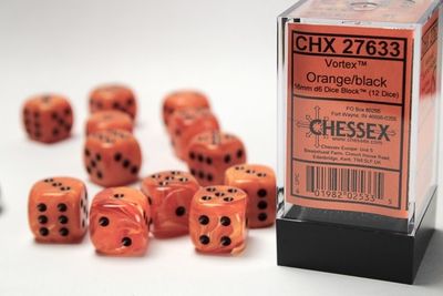 DICE SET D6 16mm VORTEX ORANGE