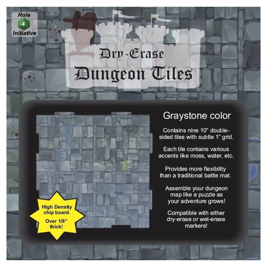 DRY ERASE DUNGEON TILES: 10&quot; GRAYSTONE PACK