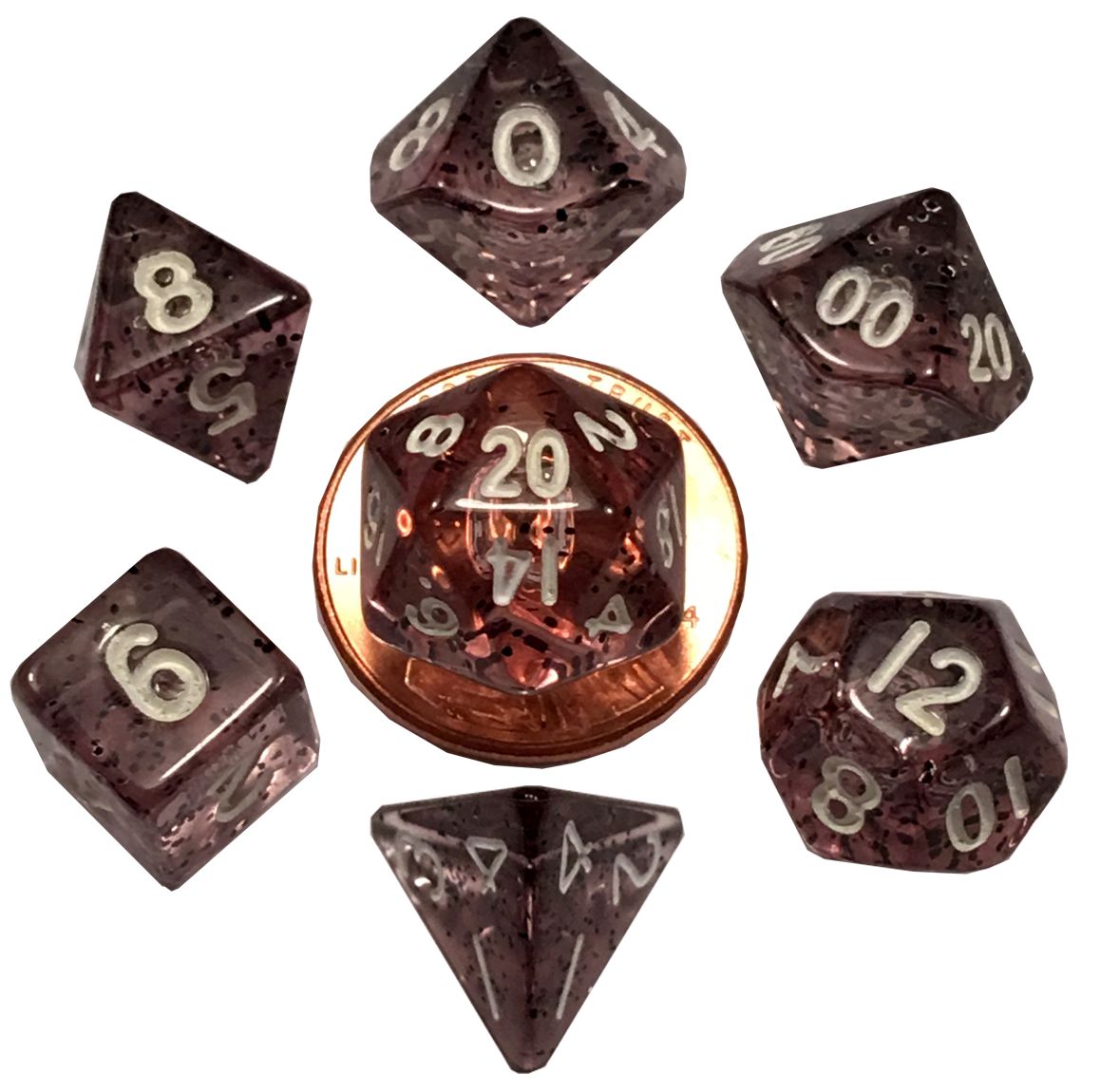 fr DICE SET 7 MINI ETHEREAL BLACK w/ WHITE