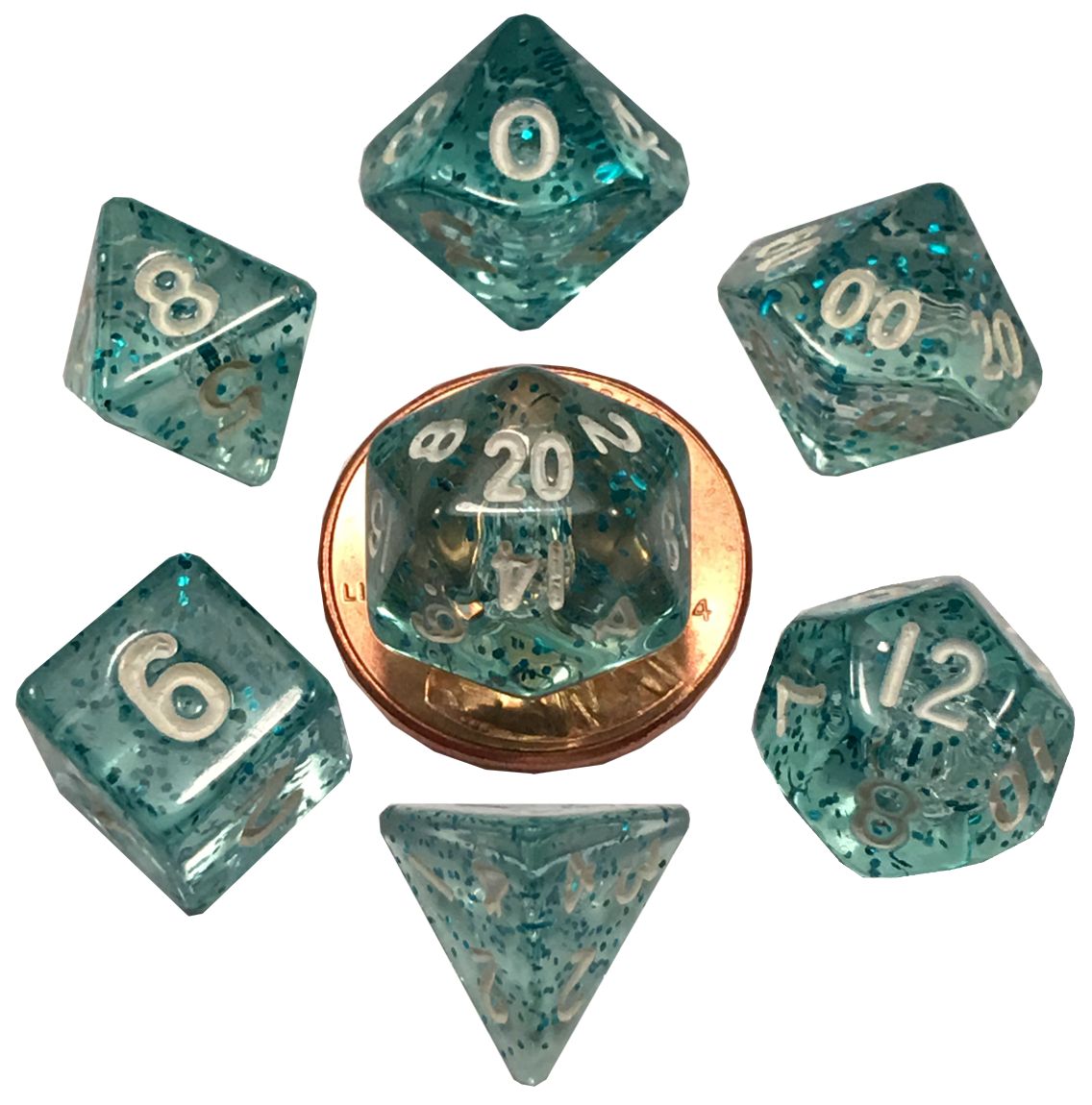 fr DICE SET 7 MINI ETHEREAL LIGHT BLUE w/ WHITE