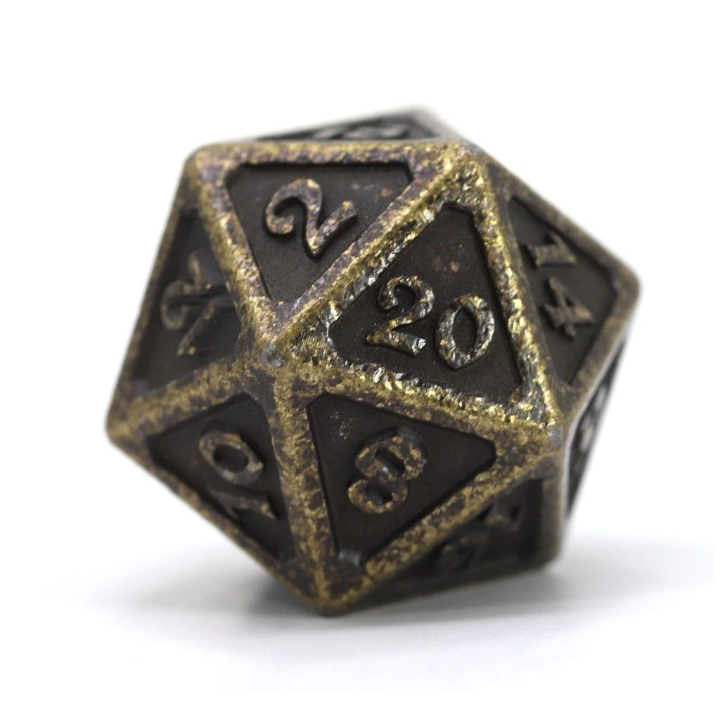 DICE D20 METAL DIRE MYTHICA DARK GOLD