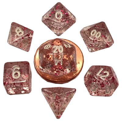 fr DICE SET 7 MINI ETHEREAL LIGHT PURPLE w/ WHITE