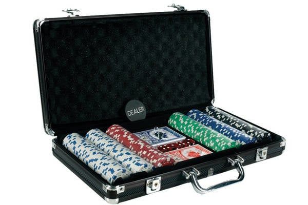 POKER CHIP SET 300 11G w/DICE PRINT in BLACK CASE