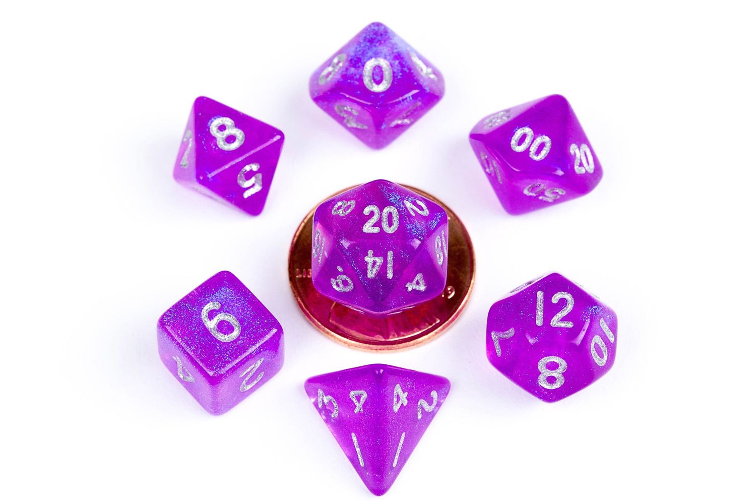 fr DICE SET 7 MINI STARDUST PURPLE