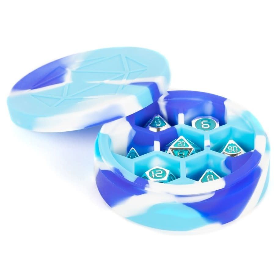 DICE CASE SILICONE ROUND BLUE / WHITE / LIGHT BLUE