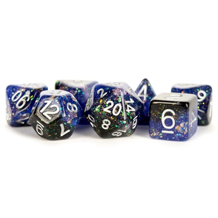 fr DICE SET 7 ETERNAL RESIN BLUE &amp; BLACK