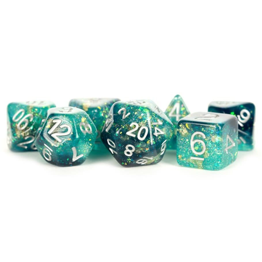 fr DICE SET 7 ETERNAL RESIN TEAL-BLACK