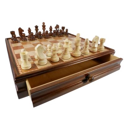 CHESS SET 3&quot; GERMAN on 15&quot;/1.75&quot; CHEST