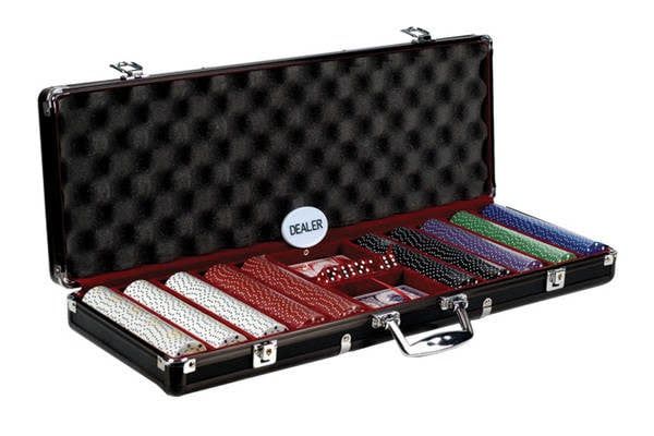 POKER CHIP SET 500 11G w/SUITED PRINT in BLACK CASE