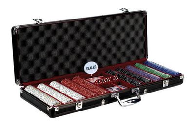 POKER CHIP SET 500 11G w/SUITED PRINT in BLACK CASE