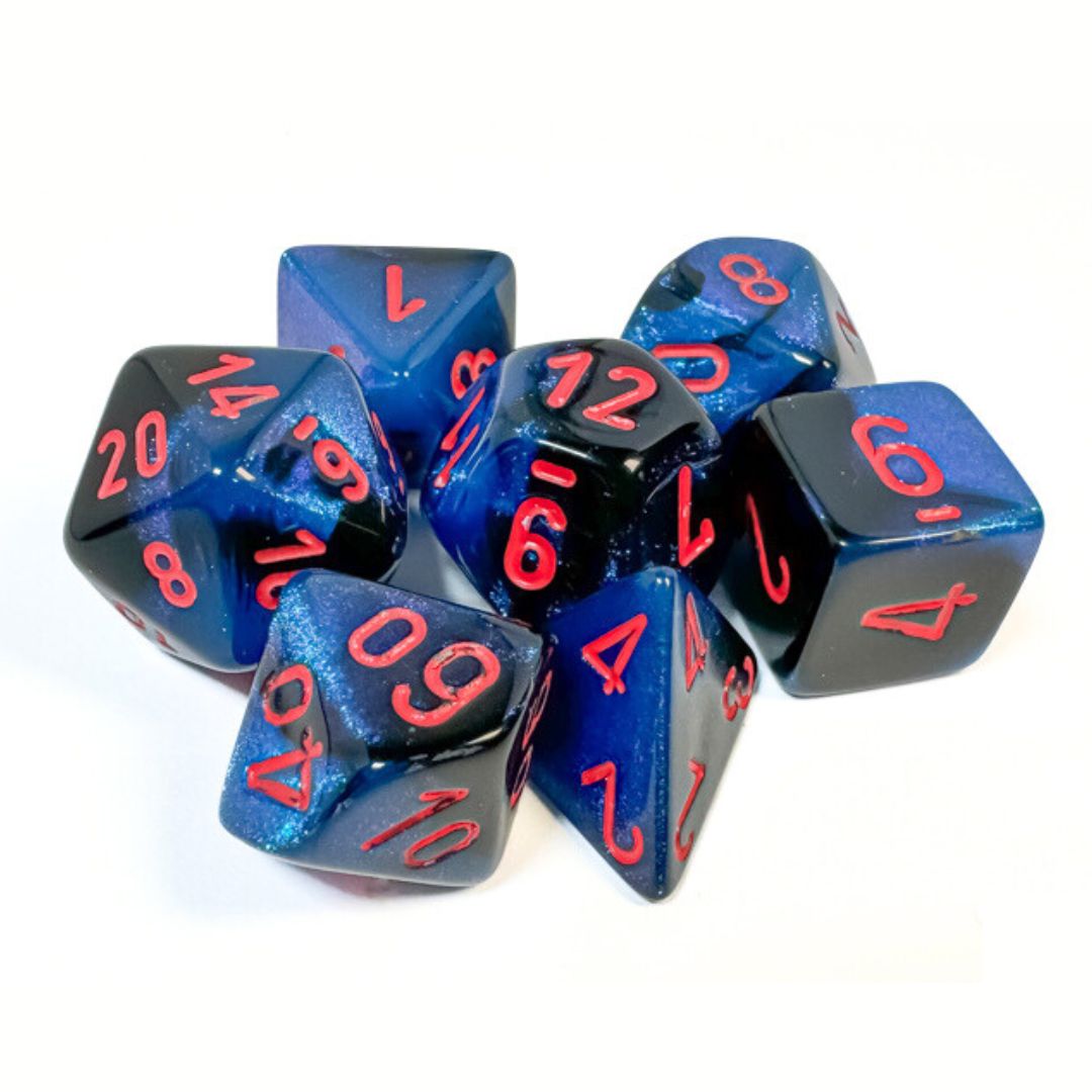 chx DICE SET 7 GEMINI BLACK-STARLIGHT