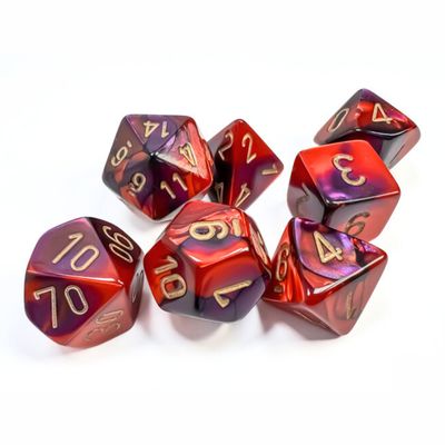 chx DICE SET 7 GEMINI PURPLE-RED