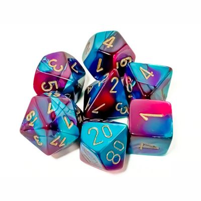 chx DICE SET 7 GEMINI PURPLE-TEAL