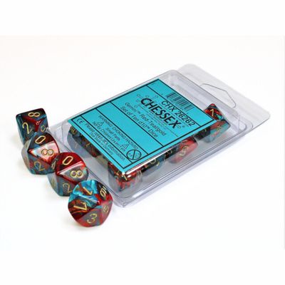 DICE SET D10 GEMINI RED-TEAL