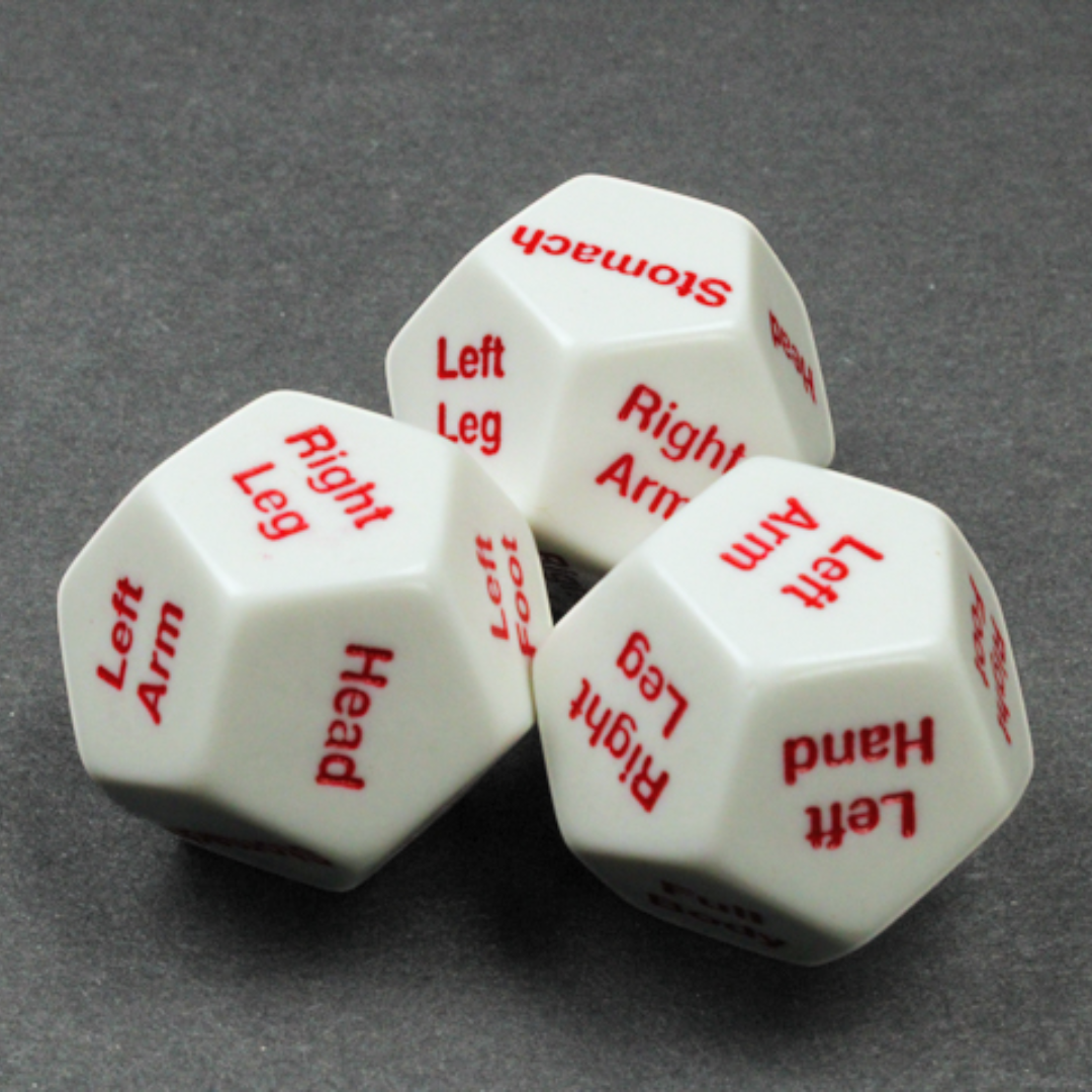 CUSTOM D12 28mm BODY PARTS (HIT LOCATION) WHITE w/ RED
