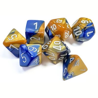 chx DICE SET 7 GEMINI BLUE-GOLD