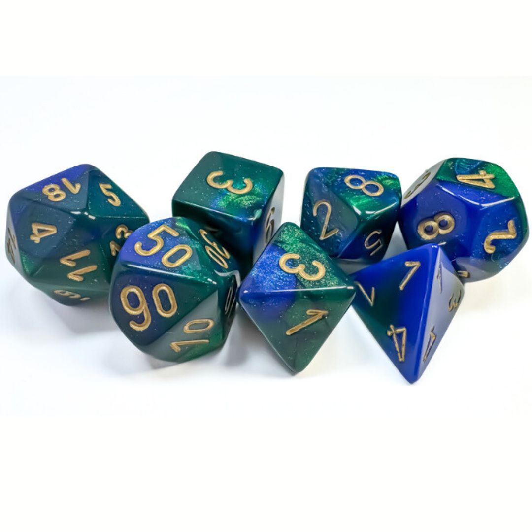 chx DICE SET 7 GEMINI BLUE-GREEN