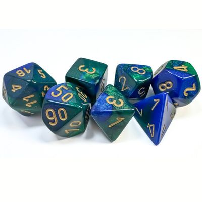 chx DICE SET 7 GEMINI BLUE-GREEN