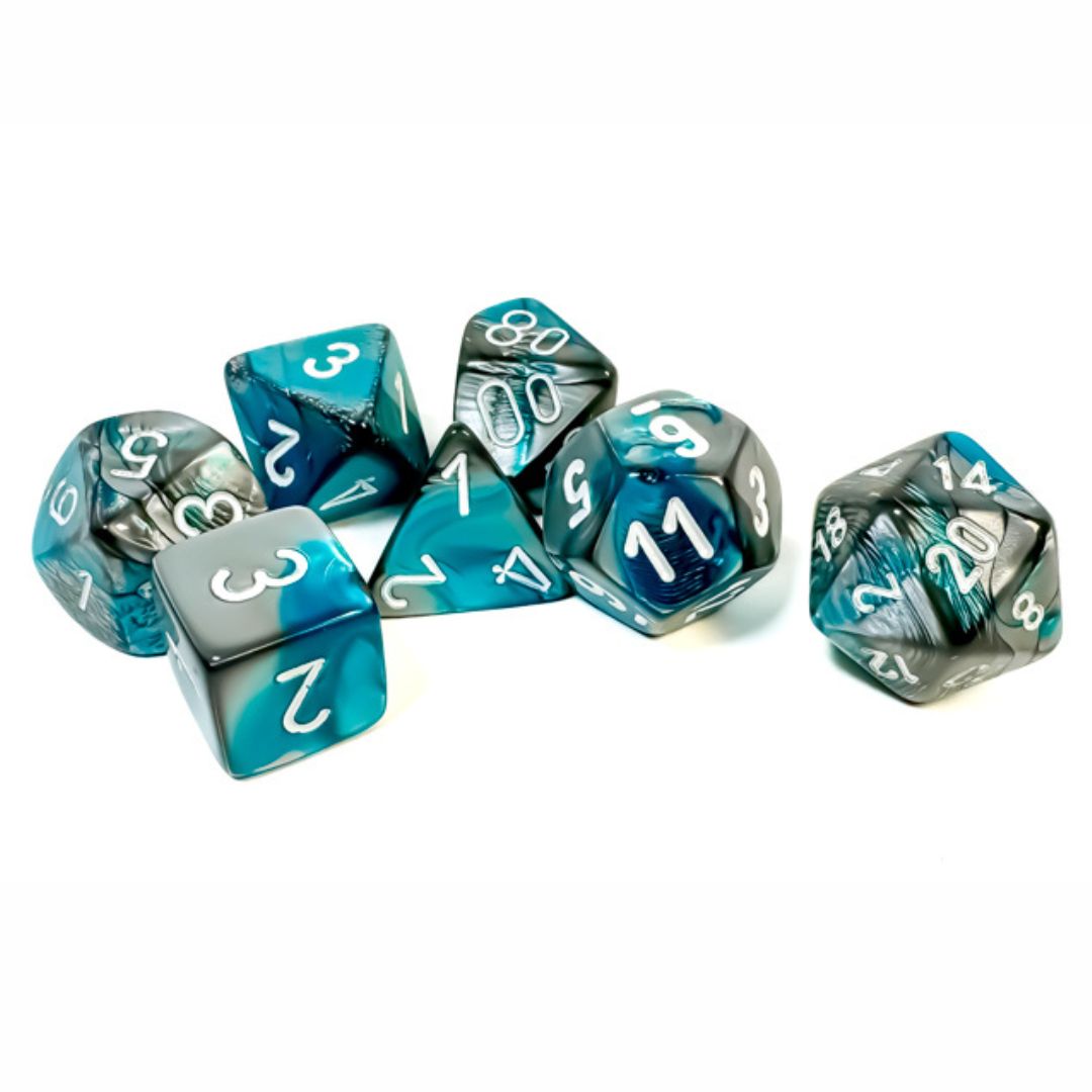 chx DICE SET 7 GEMINI STEEL-TEAL