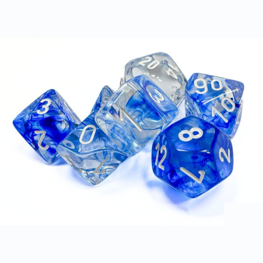 chx DICE SET 7 NEBULA DARK BLUE w/ WHITE