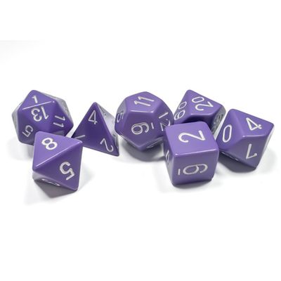 chx DICE SET 7 OPAQUE PURPLE w/ WHITE