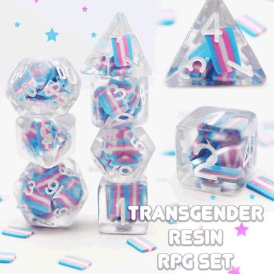 fb DICE SET 7 RESIN DICE FOR ALL TRANSGENDER FLAG