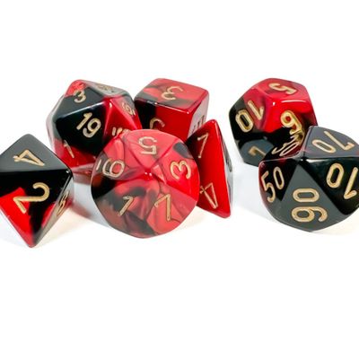 chx DICE SET 7 GEMINI BLACK-RED