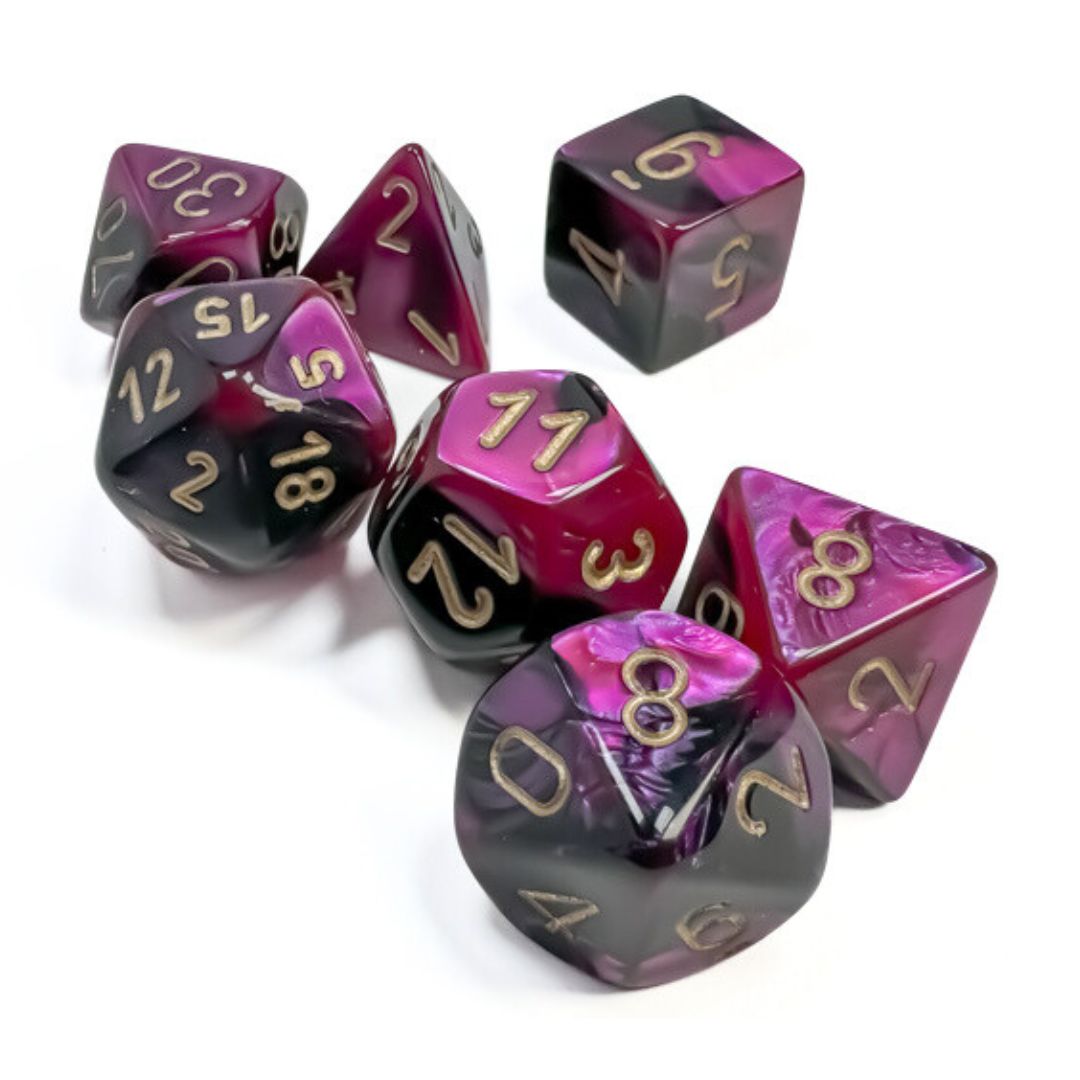 chx DICE SET 7 GEMINI BLACK-PURPLE
