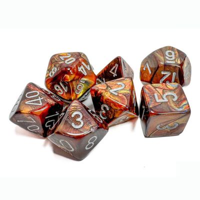 chx DICE SET 7 LUSTROUS GOLD