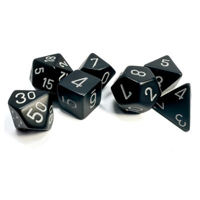 chx DICE SET 7 OPAQUE BLACK w/ WHITE