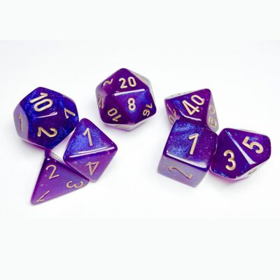 chx DICE SET 7 BOREALIS ROYAL PURPLE LUMINARY