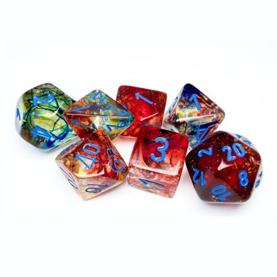 chx DICE SET 7 NEBULA PRIMARY w/ BLUE LUMINARY
