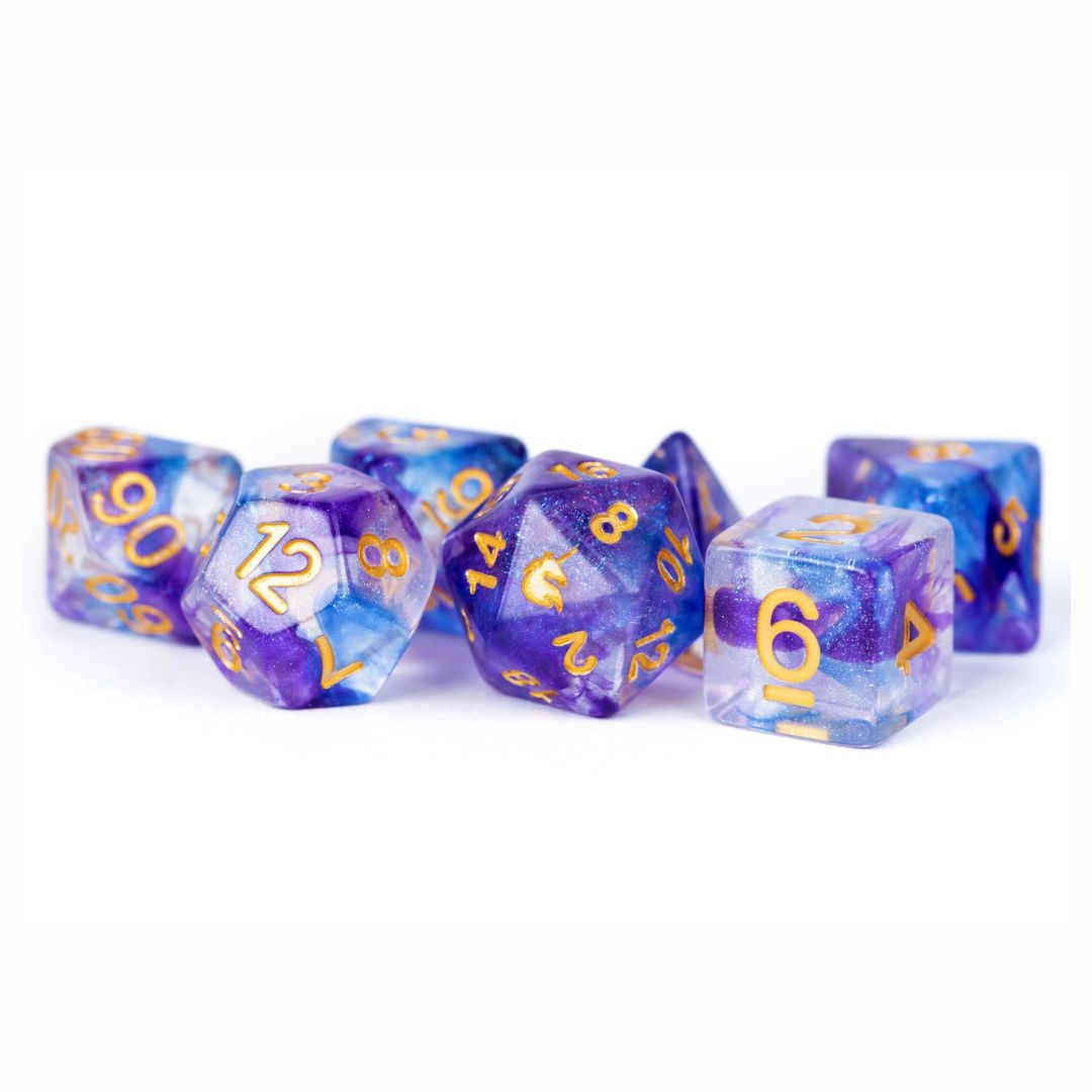 fr DICE SET 7 UNICORN MIDNIGHT FANTASY