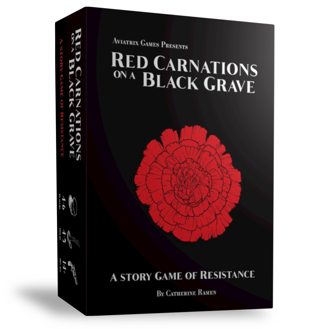 RED CARNATIONS ON A BLACK GRAVE