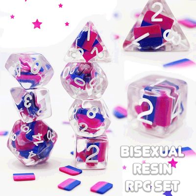 fb DICE SET 7 RESIN DICE FOR ALL BISEXUAL FLAG