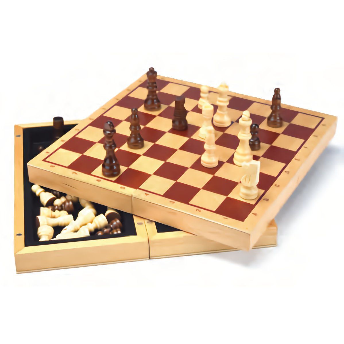 CHESS SET 2.5&quot; WOOD on 11&quot; SEGMENTED BOARD