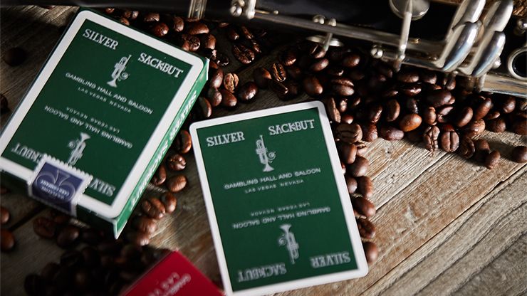 SILVER SACKBUT GREEN PLAYING CARDS