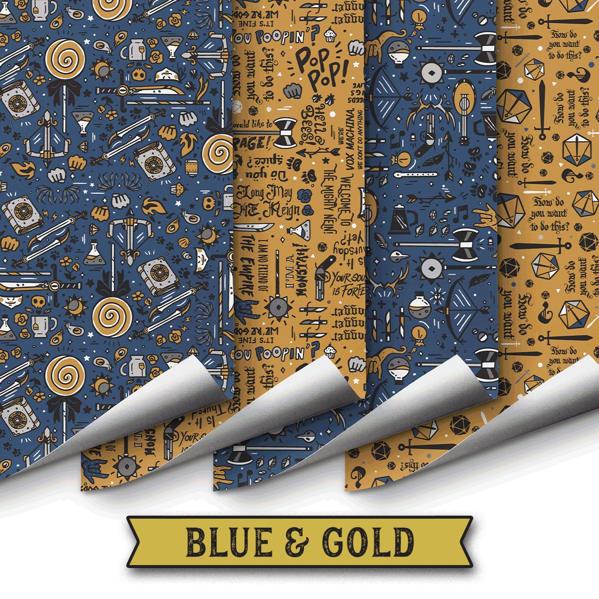 CRITICAL ROLE WRAPPING PAPER: BLUE &amp; GOLD