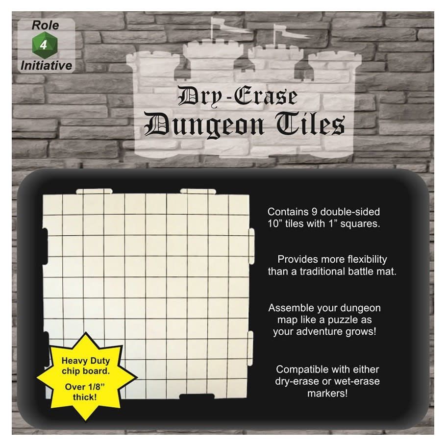 DRY ERASE DUNGEON TILES: 10&quot; WHITE PACK