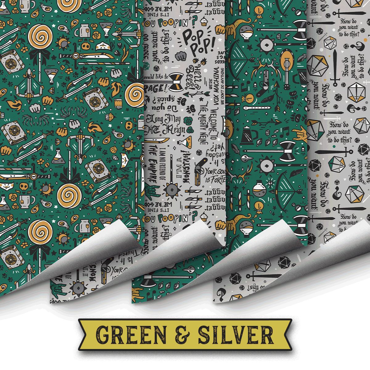 CRITICAL ROLE WRAPPING PAPER: GREEN &amp; SILVER